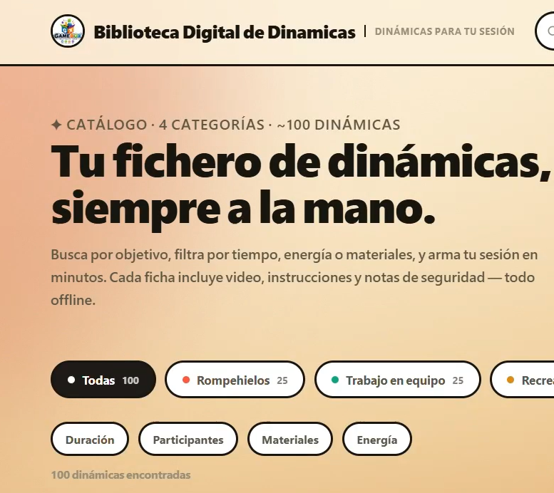 Biblioteca digital GameBox en una pantalla
